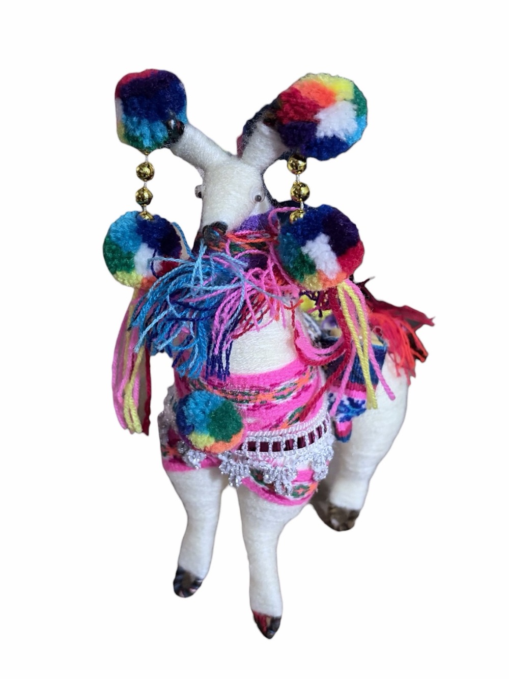 Handmade Decorative Peruvian Andean Llama Yarned Figurine